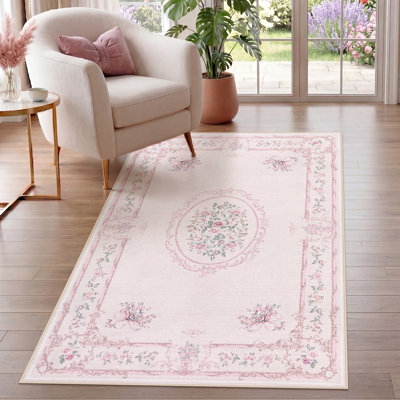 Tapis Boho Vintage, doux, floral, lavable, antidérapant, certifié Oeko-Tex