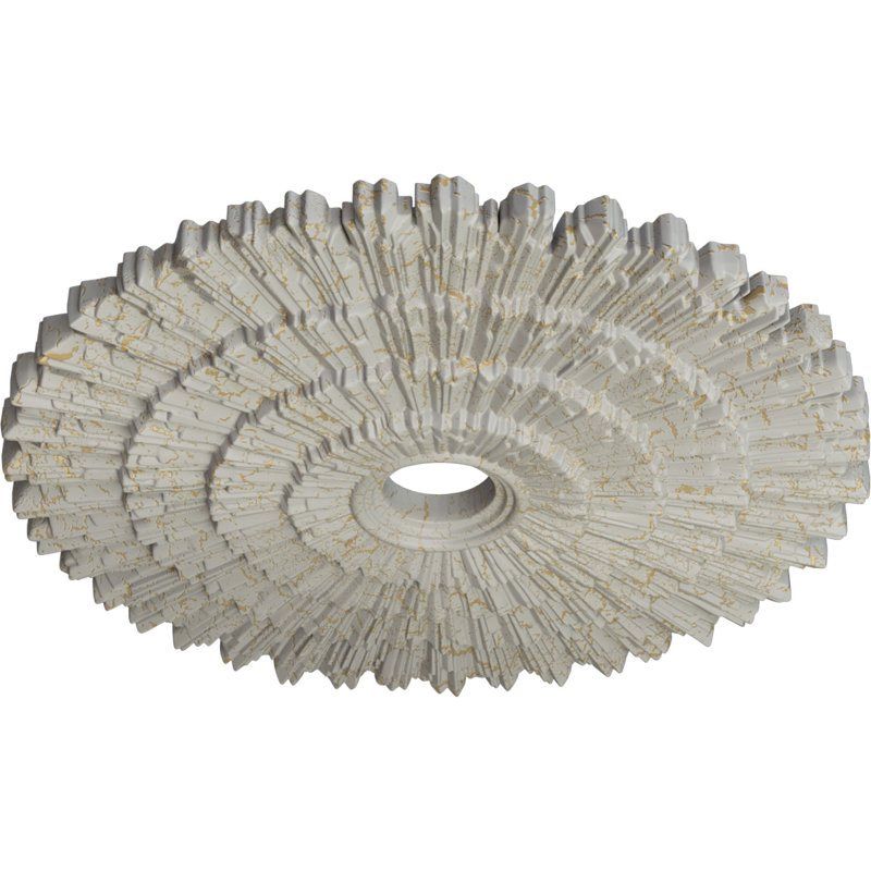 Médaillon de plafond Endurathane Eryn, 24 3/4 po de diamètre extérieur x 3 1/4 po de diamètre intérieur x 1 7/8 po (convient aux auvents jusqu'à 4 po), pot peint à la main de fini craquelé crème