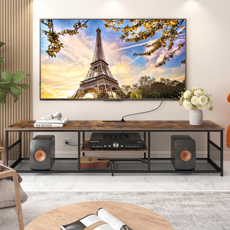 Meuble télé avec prises de courant, Brun, 70.86"