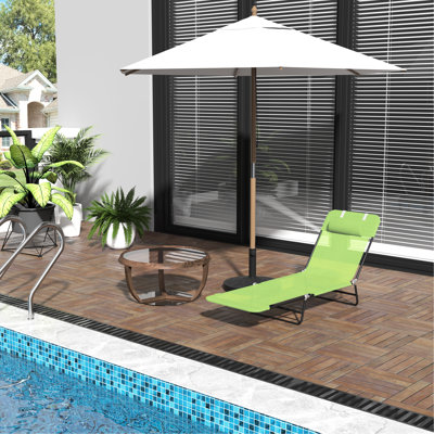Patio Chair, Foldable Lounge With Reclining Back And Breathable Seat, For Outdoor, Beach Sunbathing Folding Fabric Back, Outdoor