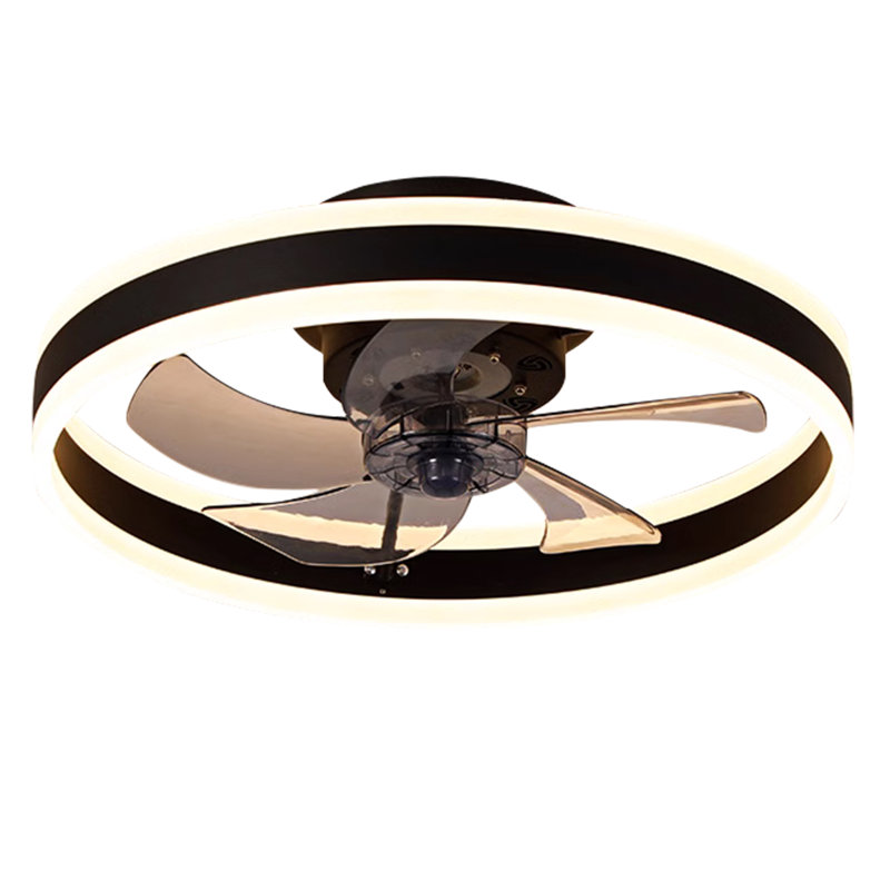 Ventilateur de plafond avec lumières DEL Lashowna, Noir