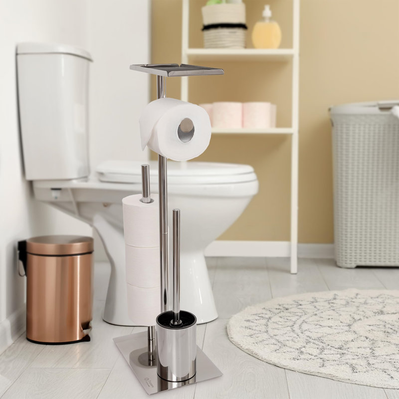 Free Standing Toilet Paper Holder, Silver