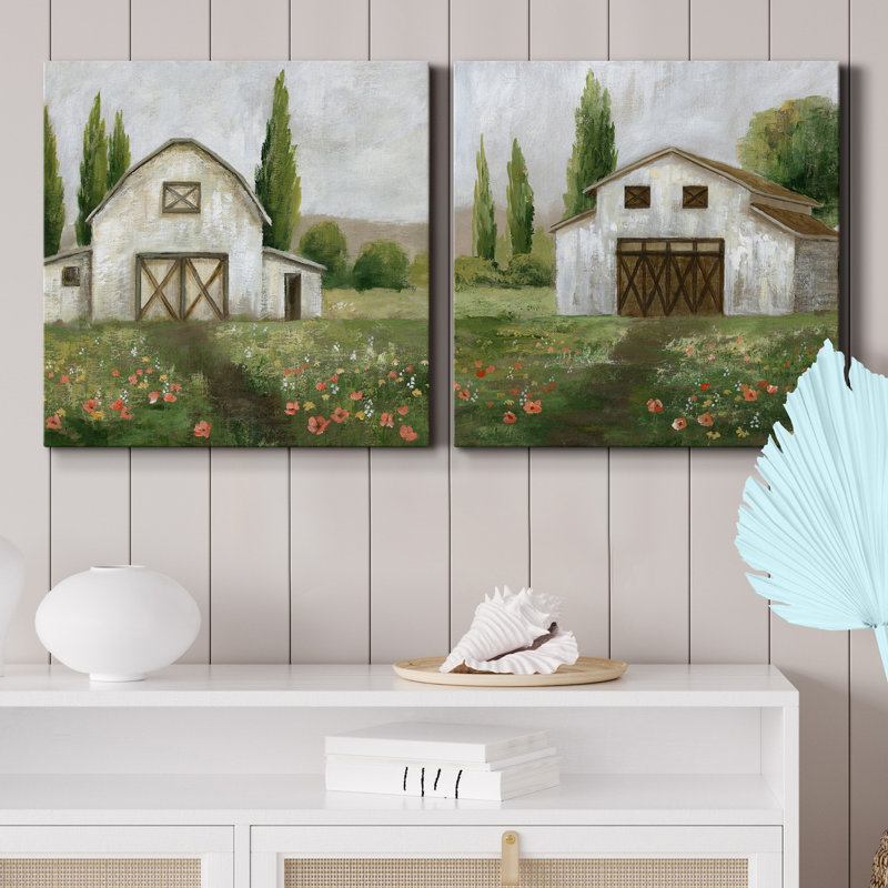 Country Barn I - ensemble de 2 reproductions sur toiles tendues, H 40 po x l 80 po x P 1 po