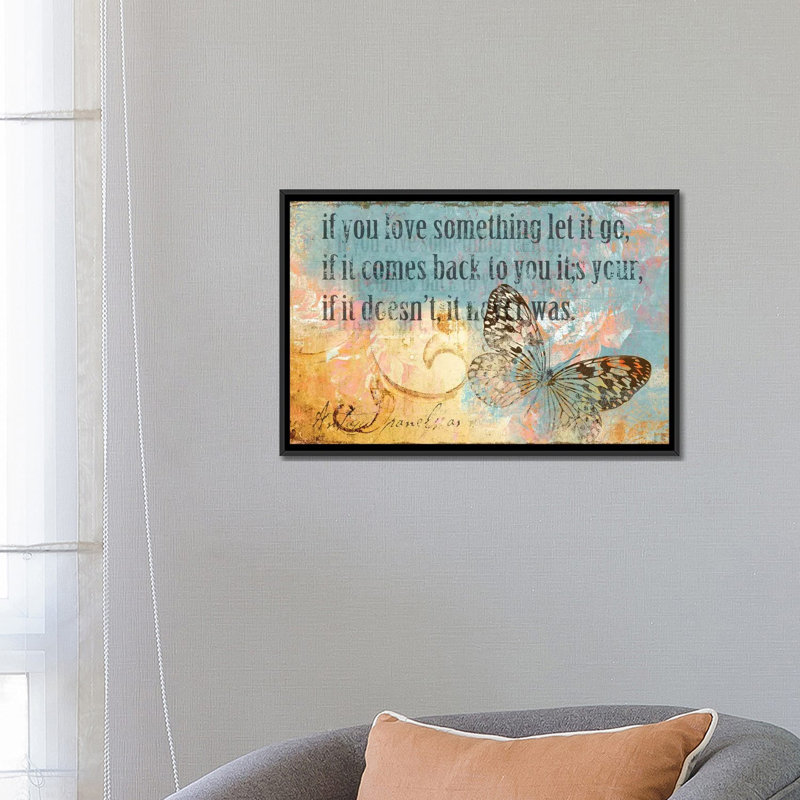 « let it go », reproduction d’impression sur toile, H 18 po x l 26 po x P 1,5 po, Toile avec cadre noir, Pas de tapis