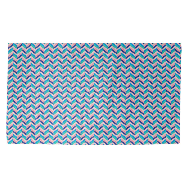 Tapis de porte à chevrons Avicia, Rectangle 5 pi 2 1/2 po x 7 pi 2 po, Mauve / bleu / jaune