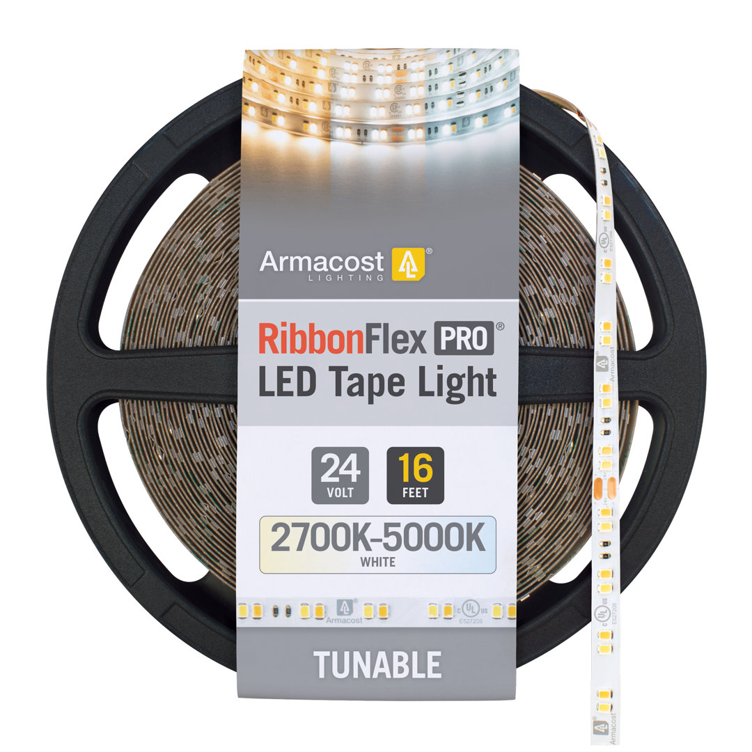 RibbonFlex Pro CCT, 24V, 2700K-5000K, 60+60LEDs/M, 5M Under Cabinet Strip Light Armacost Lighting