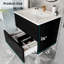 Meuble-lavabo de salle de bain avec lavabo en céramique, meuble-lavabo mural avec tiroirs-129463359-129596381