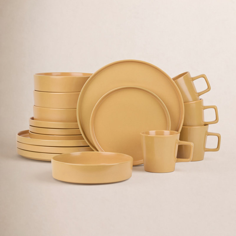 Stone Lain Cleo 16-Piece Dinnerware Set Stoneware, Yellow