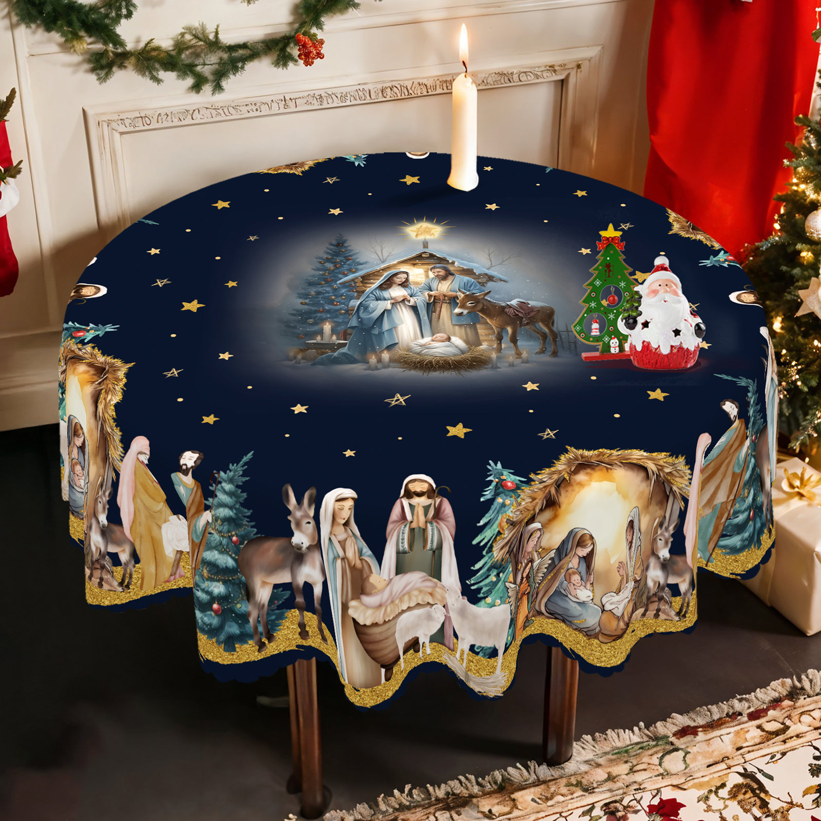 The Holiday Aisle® Christmas Tablecloth Round 180cm Winter Christmas — free download