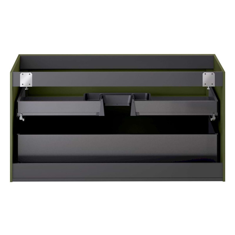 Astor 42" Single Vanity With Integrated White Solid Surfacetop, Olive Green, 42"