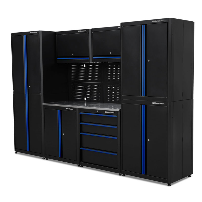 Steel Workstation and Tool Organization Set, 7-cabinets-double door wall cabinets