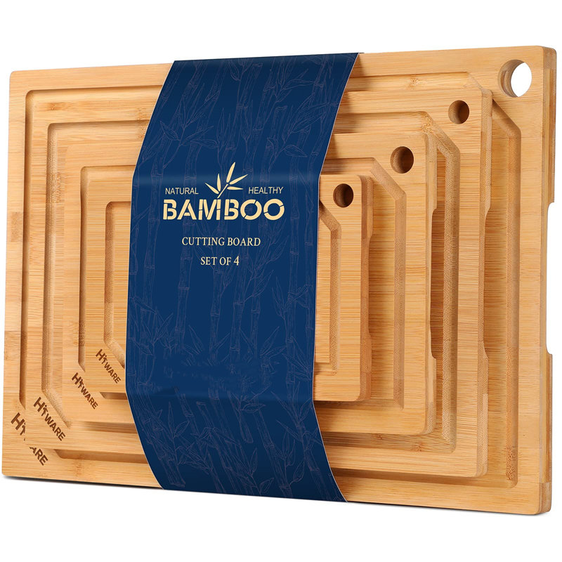 Hiware Extra Large Bamboo Cutting Boards Set with Juice Groove
