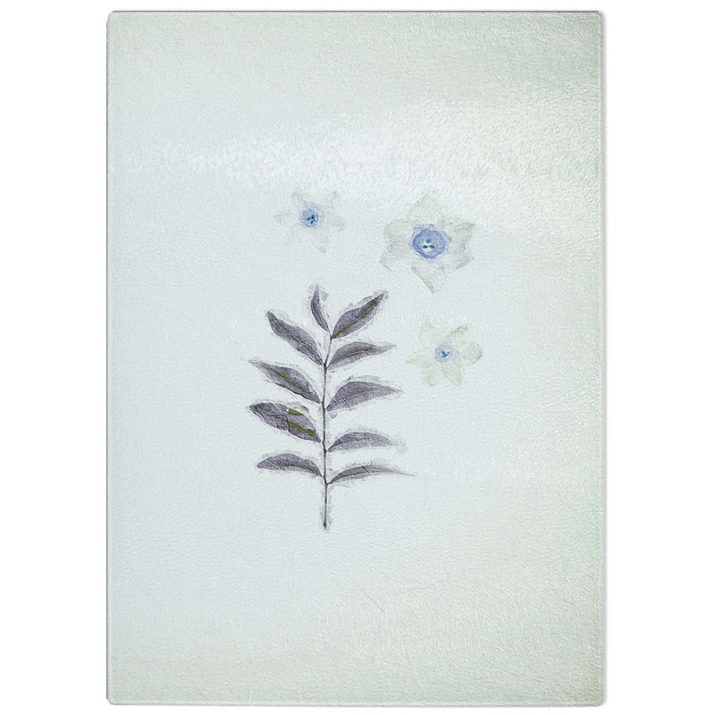 Tempered Glass White Daffodil Dismantled Cutting Board, 28.5 cm W x 39 cm L