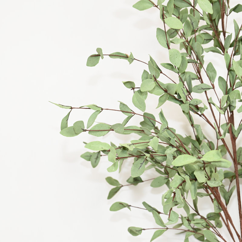 Branche de feuilles d'eucalyptus artificiel de 36 po pour remplissage de vase, Gris
