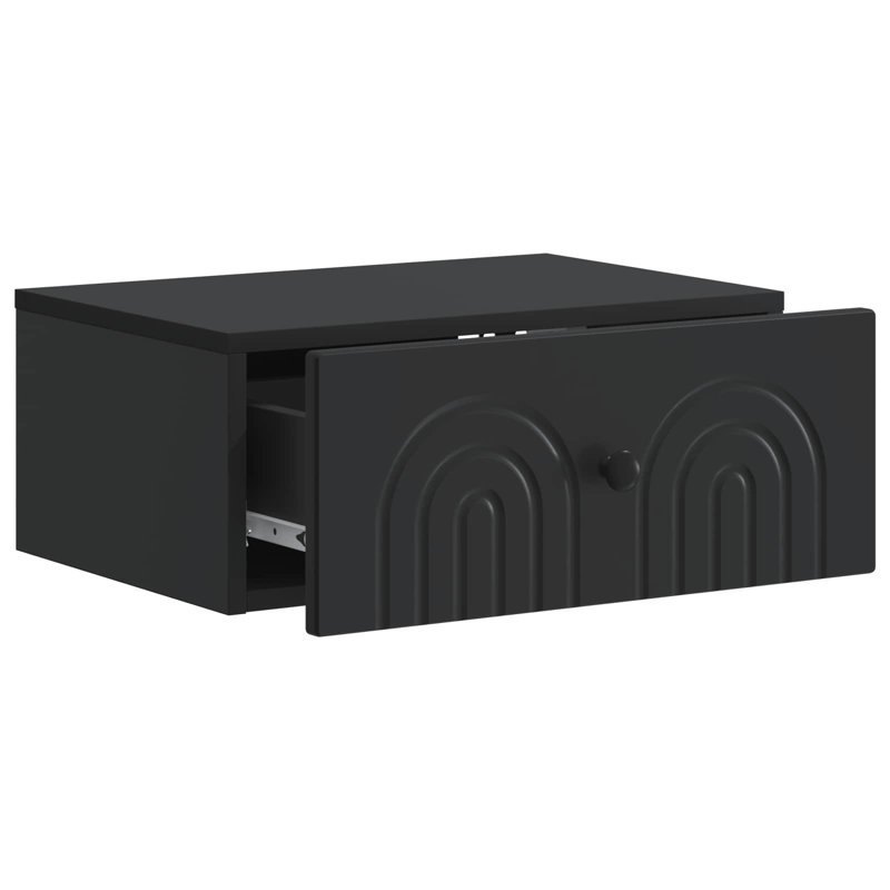 49cm W Manufactured Wood Bedside Table, Black