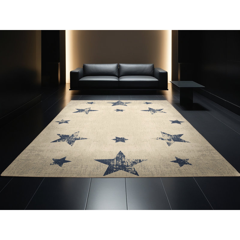 Tapis moelleux et moelleux à motif abstrait moderne et contemporain beige 4ème Esquibel - reliure beige, 5 x 7