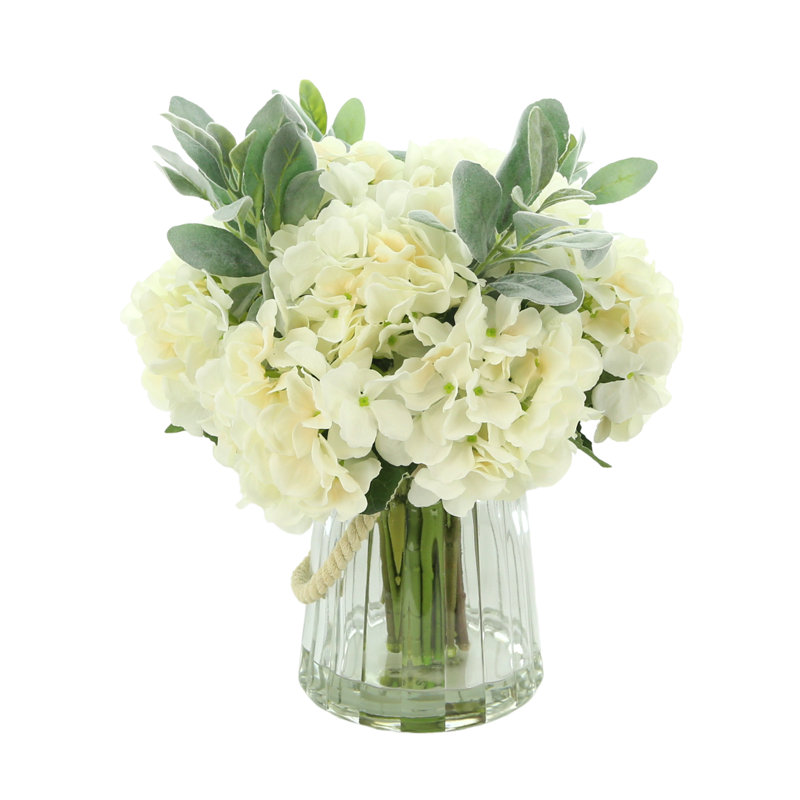Hydrangea Arrangement in Rope Embellished Vase