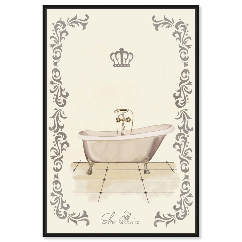 «Le Bain», art délicat sur toile par Art Remedy, Cadre blanc, H 31 po x l 21 po