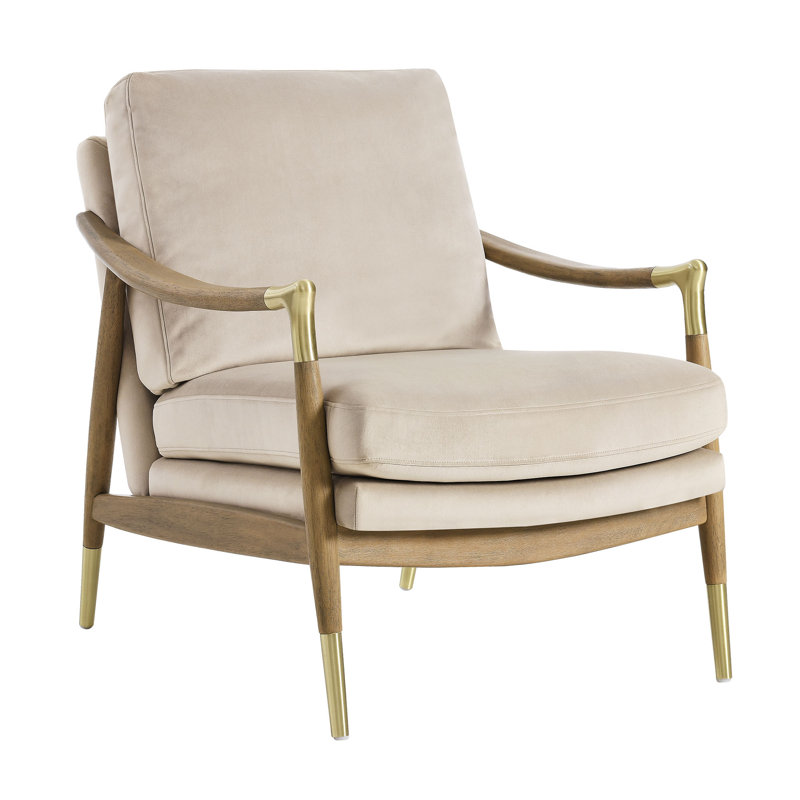 Langford Performance Velvet Accent Armchair, Almond Walnut Velvet