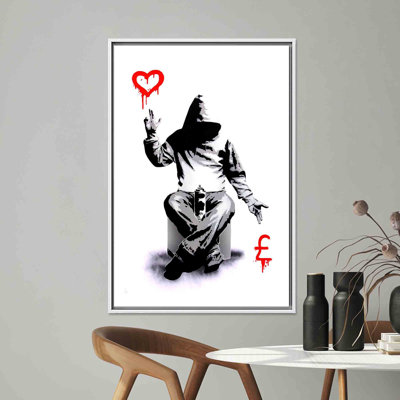 Reproduction d'art sur toile imprimée: Banksy Love or Silver Graffiti, 1P WhiteFramedCanves