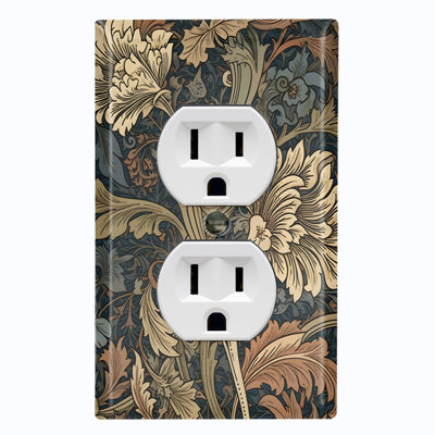 Metal Light Switch Plate Cover; US Standard Size 4 Gang Toggle - William Morris Style Foliage
