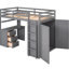 Lit mezzanine simple gris avec tiroirs de rangement, bureau et garde-robe. Bois massif. Faites de votre espace. Aucune boîte de tiroir de fondation, étude de la construction en bois pour plus de stabilité. Maximiser le sommier tapissier de la chambre à coucher-442795962-442795957