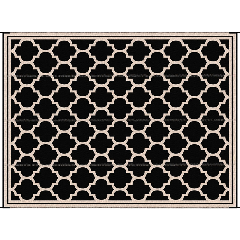 Tapis de pique-nique réversible pour camping, 2,74 m x 3,66 m, imperméable, avec sac de transport, pour jardin, terrasse, plage, en polypropylène noir.