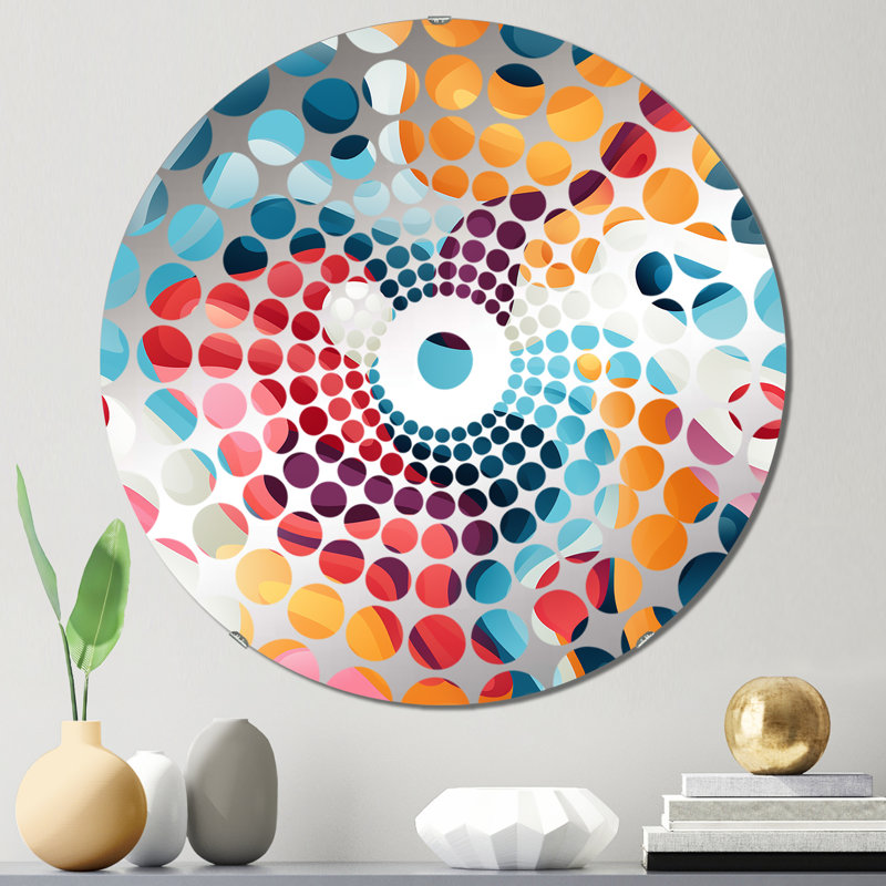 Miroir décoratif coloré à motif de cercles concentriques Popart, 23,6 po x 23,6 po