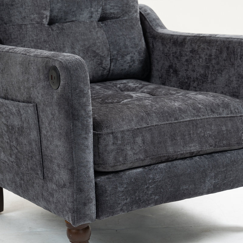 Fauteuil en chenille Accent, Gris foncé