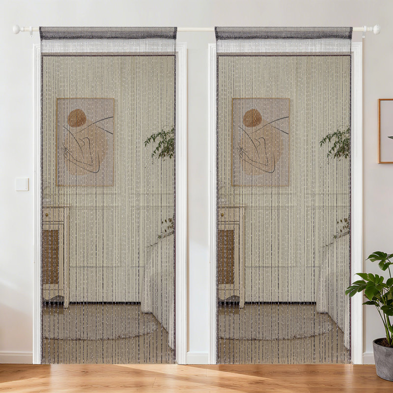 2pcs 39 X 78 Inch Door String Curtain Wall Panel Fringe Window Decorative String Curtain, Black