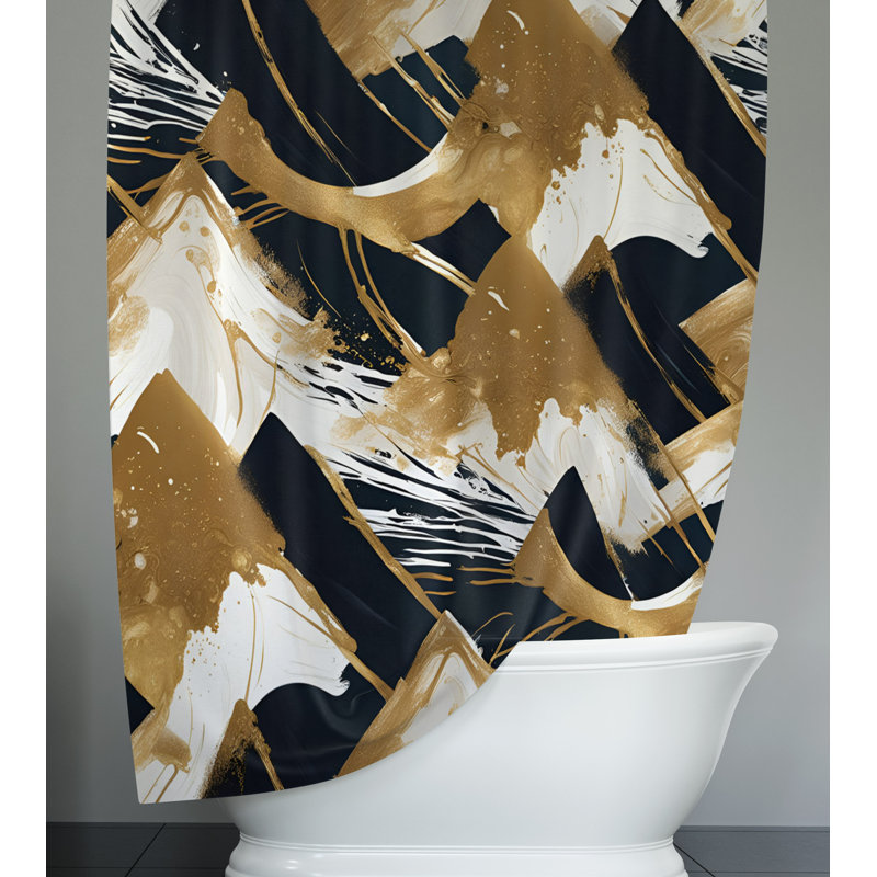 Rideau de douche abstrait Gwenavere, H 93 po x l 70 po