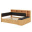Structure de lit de jour multifonctionnelle en bois avec couchette, tablettes de rangement, banc et station de charge, tête de lit tapissier-1855411934