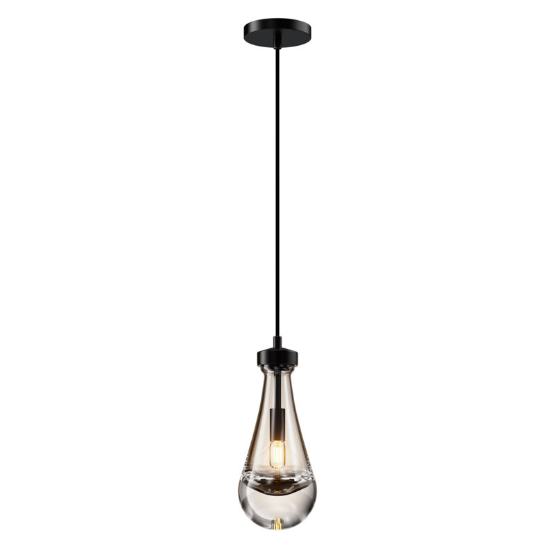 Antonetta Raindrop Shape Thick Glass Modern Pendant, Black