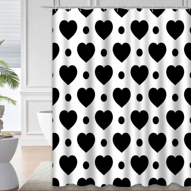 Rideau de douche à 12 crochets Heart Heart Fashion, L 72 po x l 84 po