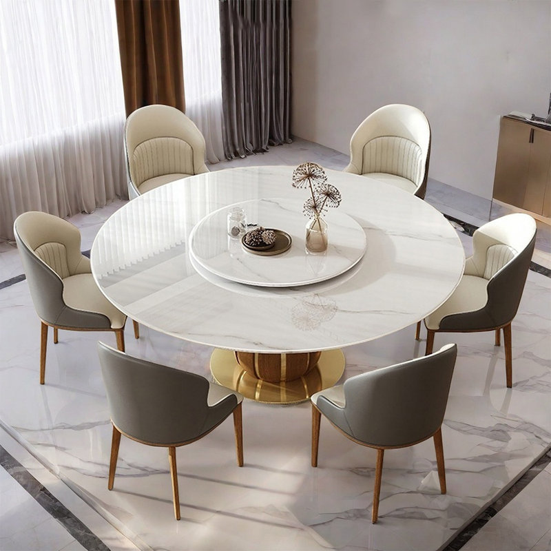 Ensemble de table de salle à manger simple en marbre artificiel, H 29,52 po x L 47,24 po x l 47,24 po
