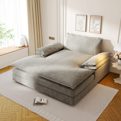Oversized Upholstered Double Chaise Lounge With Wide Armrests For Living Rooms, Apartments