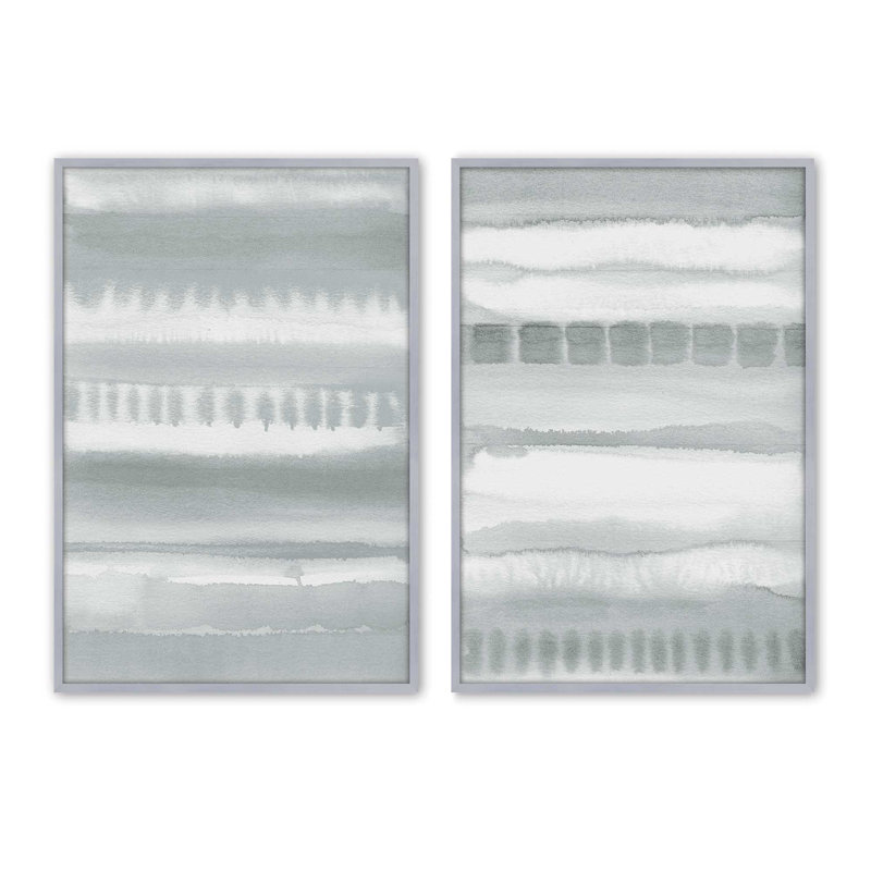 Ensemble de 2 impressions à dégradé doux, Cadre en chrome poli, H 21,5 po x l 33,5 po x P 1,25 po