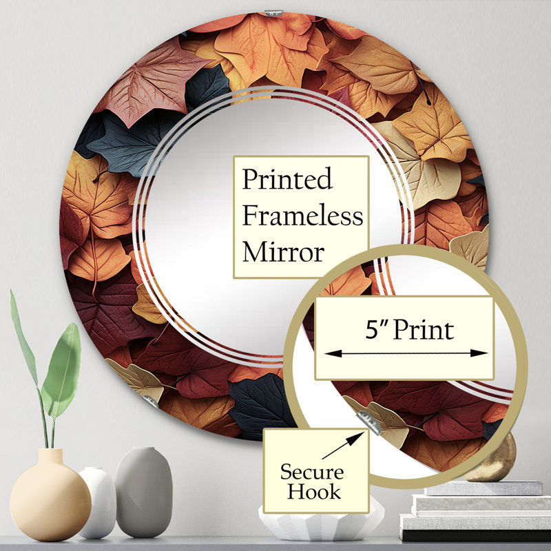 Psimolofou - Miroir mural floral rond, 24 po x 24 po