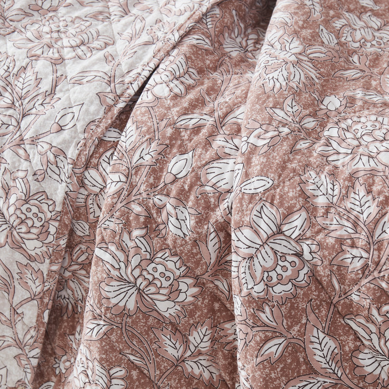 Lush Decor Zara Floral Block Reversible Cotton Throw Blanket