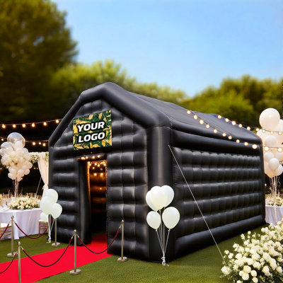 Tente gonflable de boîte de nuit 30 x 20 x 13 pi avec deux ventilateurs de 680 W, grande tente de réception noire, pavillon de réception pour mariage, fête dans la cour arrière, fête d'anniversaire