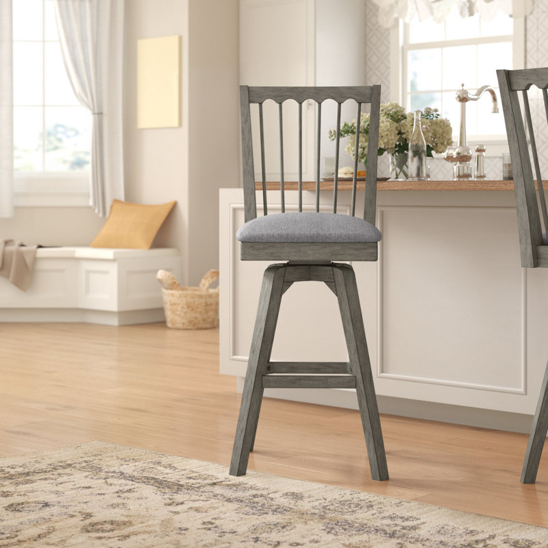 Camacho Swivel Upholstered Linen Blend Counter Stool, Bar Stool (28" Seat Height)