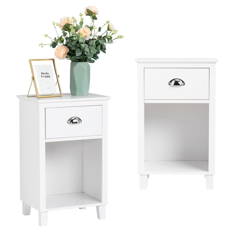 Table de chevet en bois manufacturé blanc