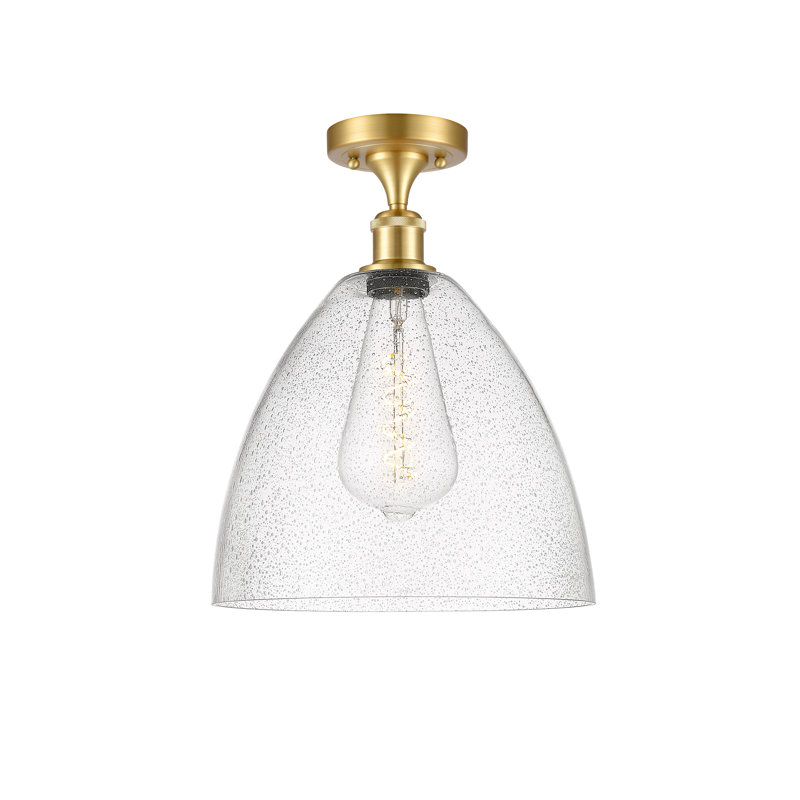 Plafonnier semi-encastré 9 po 1 lumière Amilia, H 14,75 po x l 12 po x P 12 po, DEL, Or satiné