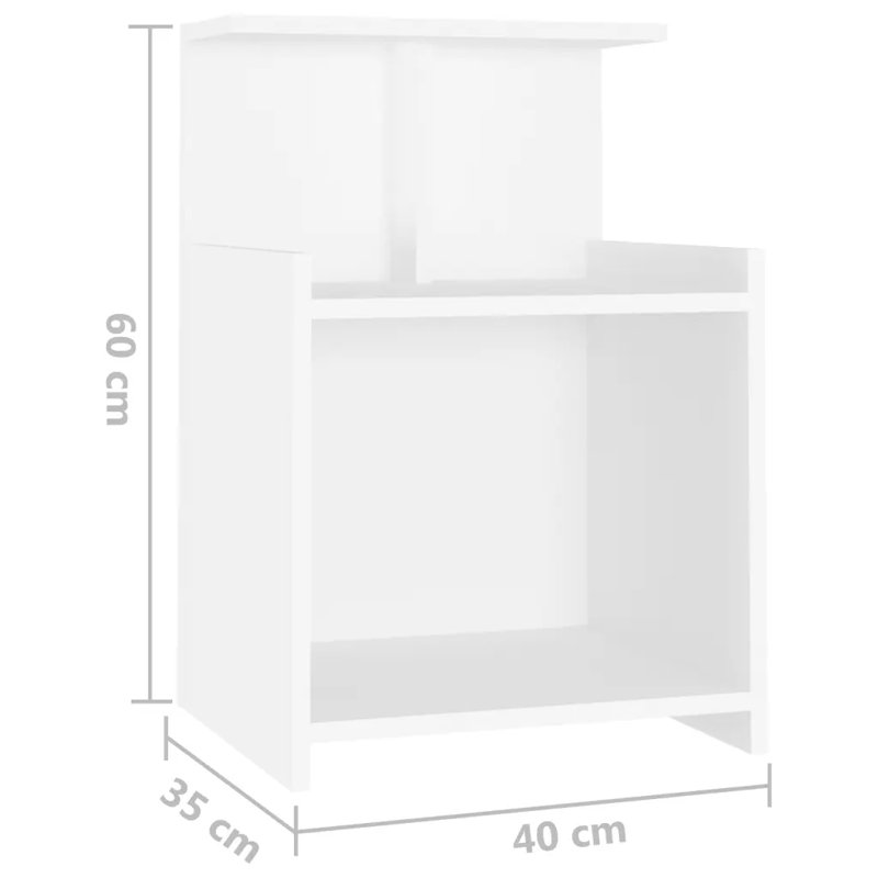 Averlee Bed Cabinet 40x35x60 cm Engineered Wood, White, 1