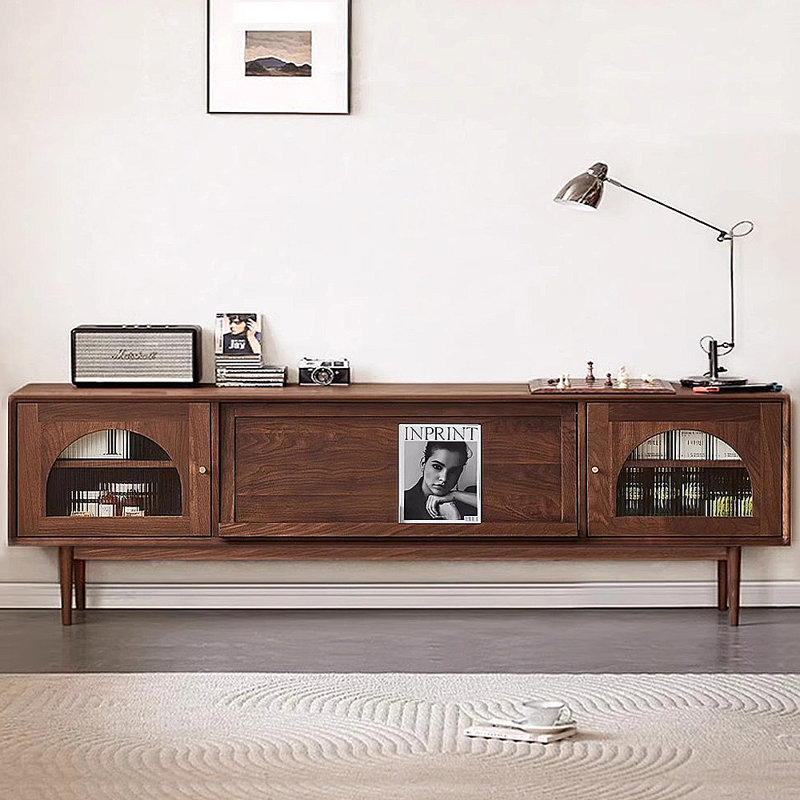 Meuble télé avec rangement Mid-Century, H 19,69 po x L 86,61 po x l 15,75 po
