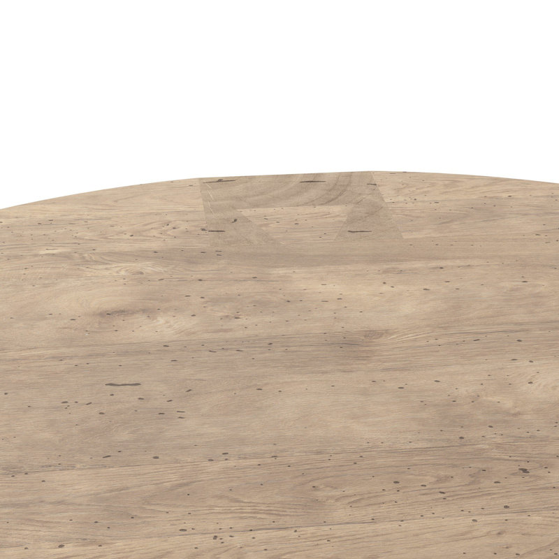 Abaso Coffee Table, 15" H x 55" W x 55" D, Whitewash Rustic Wormwood Oak