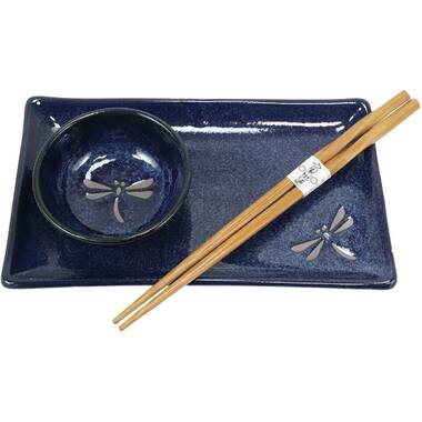 Japanese Table Setting #26 Genuine Sushi Set with Ceramic Plate