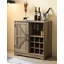 Bar à vin polyvalent avec tablettes réglables, porte de grange et tiroir pour boissons alcoolisées, verres et plus encore