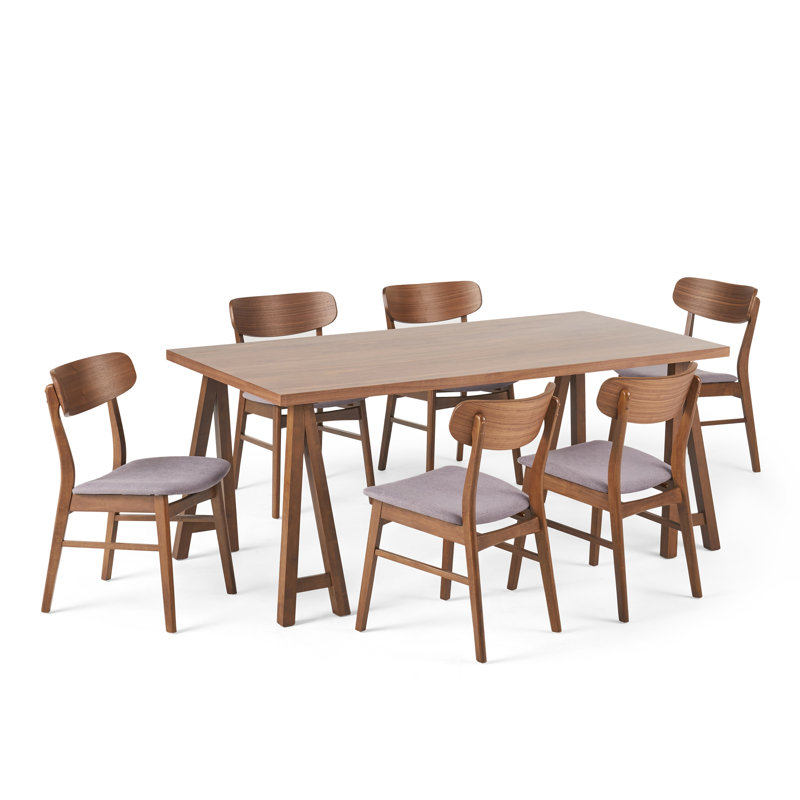 Ensemble repas pour 6 personnes, Noyer, Gris foncé