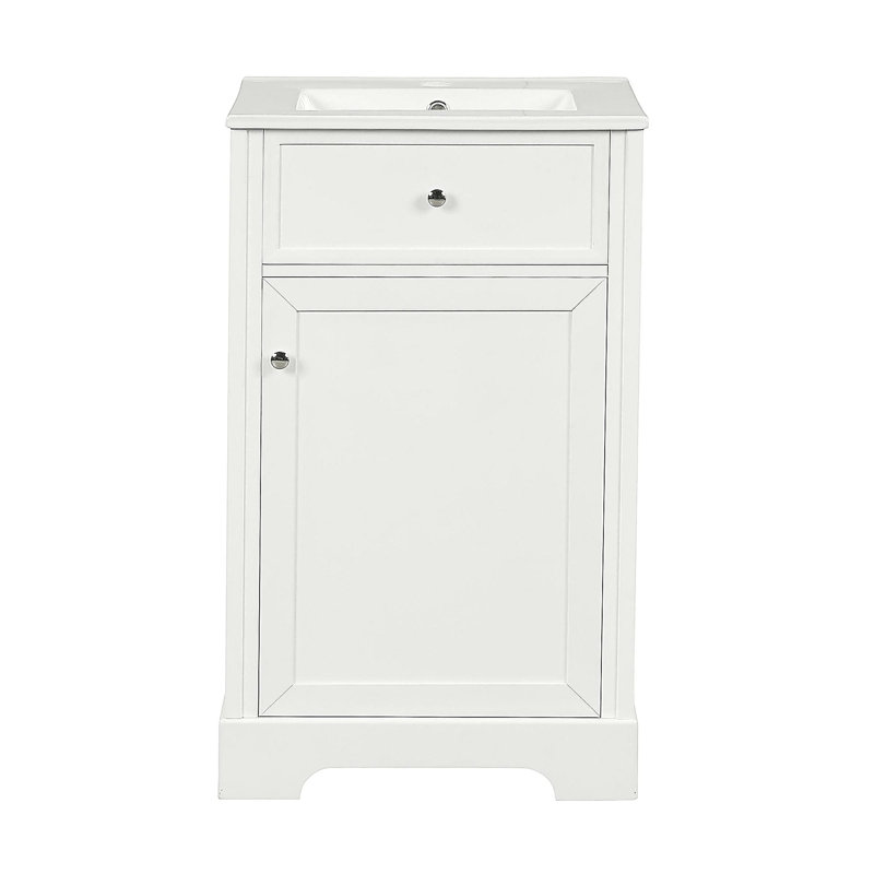 Lavabo de salle de bain de 20 pouces avec lavabo, armoire de salle de bain avec portes à fermeture douce, tablettes de rangement et tablettes réglables